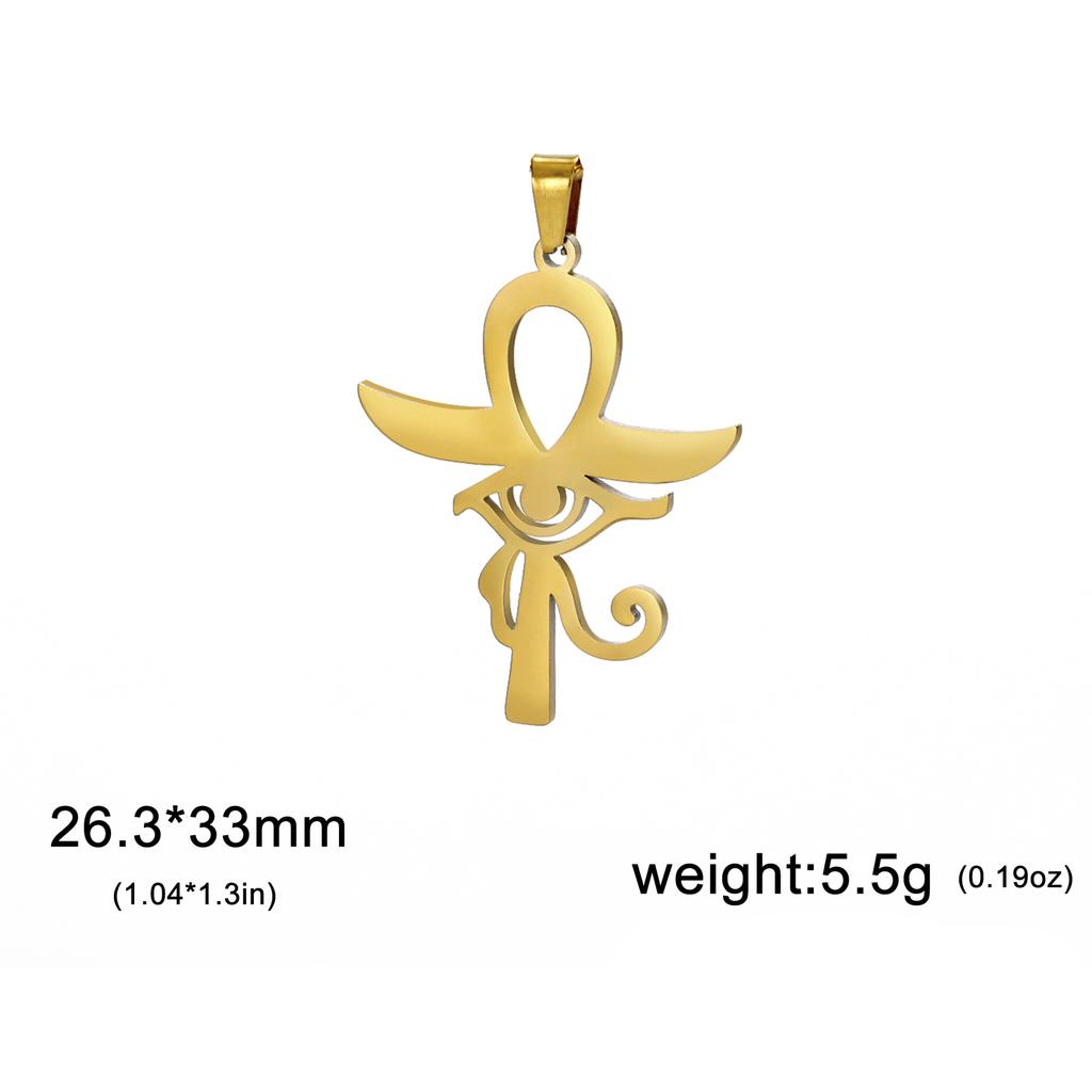 LIKGREAT Egyptian Ankh Cross Egypt Eye Pendant for Necklace Earrings Stainless Steel Eye of Horus Charms for Jewelry Making DIY