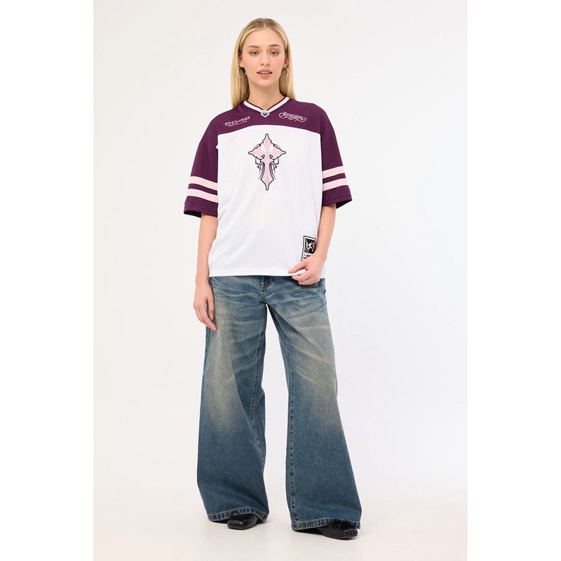 Foreign Trade Original Order Neo * Vision White Purple Retro Futurism Cross Pattern Men's and Women's Same Ball Uniform