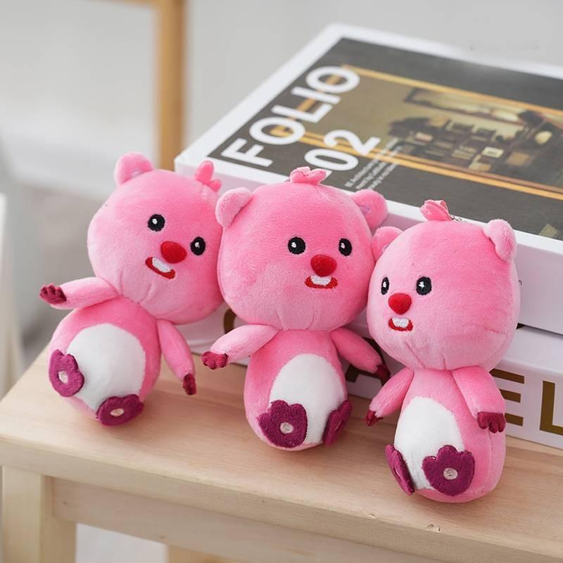 Adorable Beaver Plush Toy Loopy Soft And Short Plush Keychain 14cm Diy Hair Clip