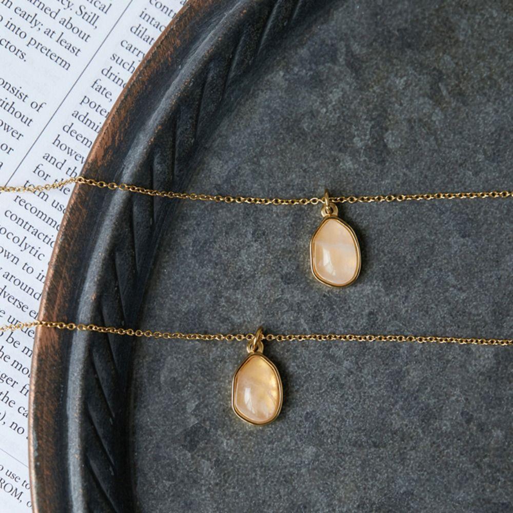 Plated 18K Gold Titanium Steel Necklace Casual Gold Collarbone Chain  Jewelry