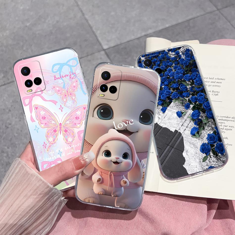 For Vivo Y21 Y21S Y21T Y21A Y21E Y21G Phone Case Painted Flowers Soft Clear TPU Silicone Funda For Vivo Y 21 Lightweight Bumper