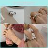 Exquisite Korean Daejeon Design Pink Diamond Bow Tie Ring Adjustable Size For Women