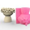 3D DIY Flower Pots Mold Silicone Concrete Mold Little Girl Vase Molds for Garden