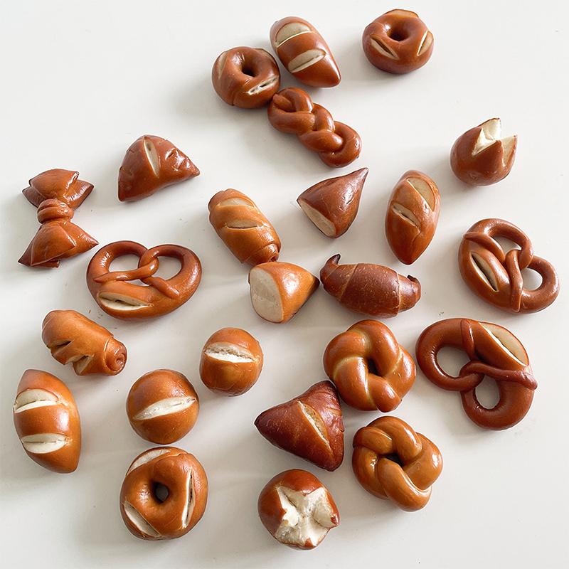 Handmade Real Alkaline Water Bread Pretzel Croissant Bagel Gift Bag Jewelry Pendant Refrigerator Accessories Diy Decoration
