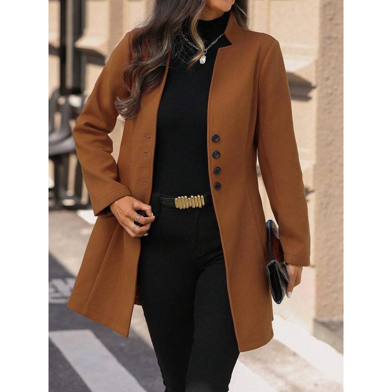 Europe, America 2026 autumn new simple casual stand-up collar fashion temperament slim trench coat women XS