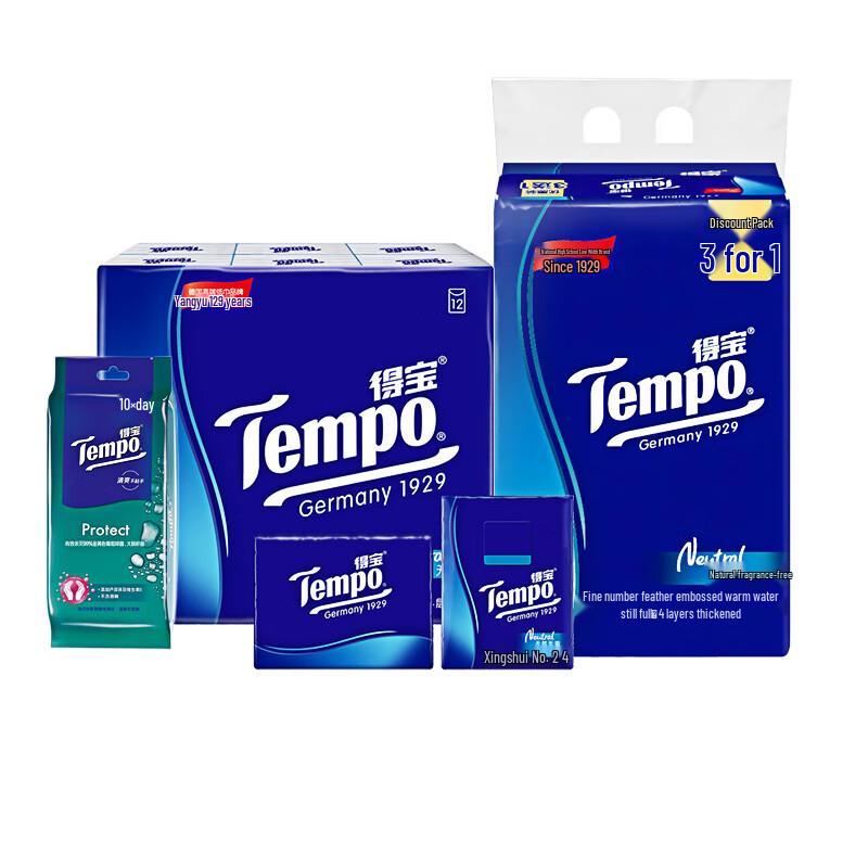 Tempo Unscented Tissue & Wet Wipes Combo Pack
