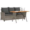 3 Seater Garden Sofa with Cushions & Table Grey Poly Rattan