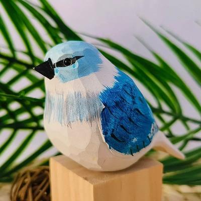 Nordic Wooden Bird Statue Decoration Ornaments Decorative Carved Wood Robin Bird Figurine Garden Home Decor Craft Cute Decor 1pc