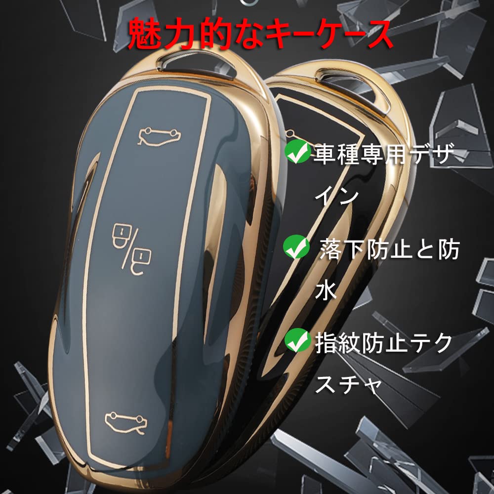 SANRILY Key Case, Key Holder, Key Cover, Key Protection, Applicable To Tesla Model X, Scratch Resistant, Fashionable, Black