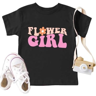 Flower Girl Shirt Toddler Girls Wedding Tshirt Kids Little Girls Short Sleeve Bridal Party Tee Tops