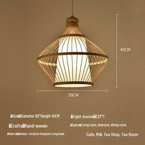 Bamboo Weave Pendant Light for Tea Room, Restaurant, or Bar – Simple Japanese Style