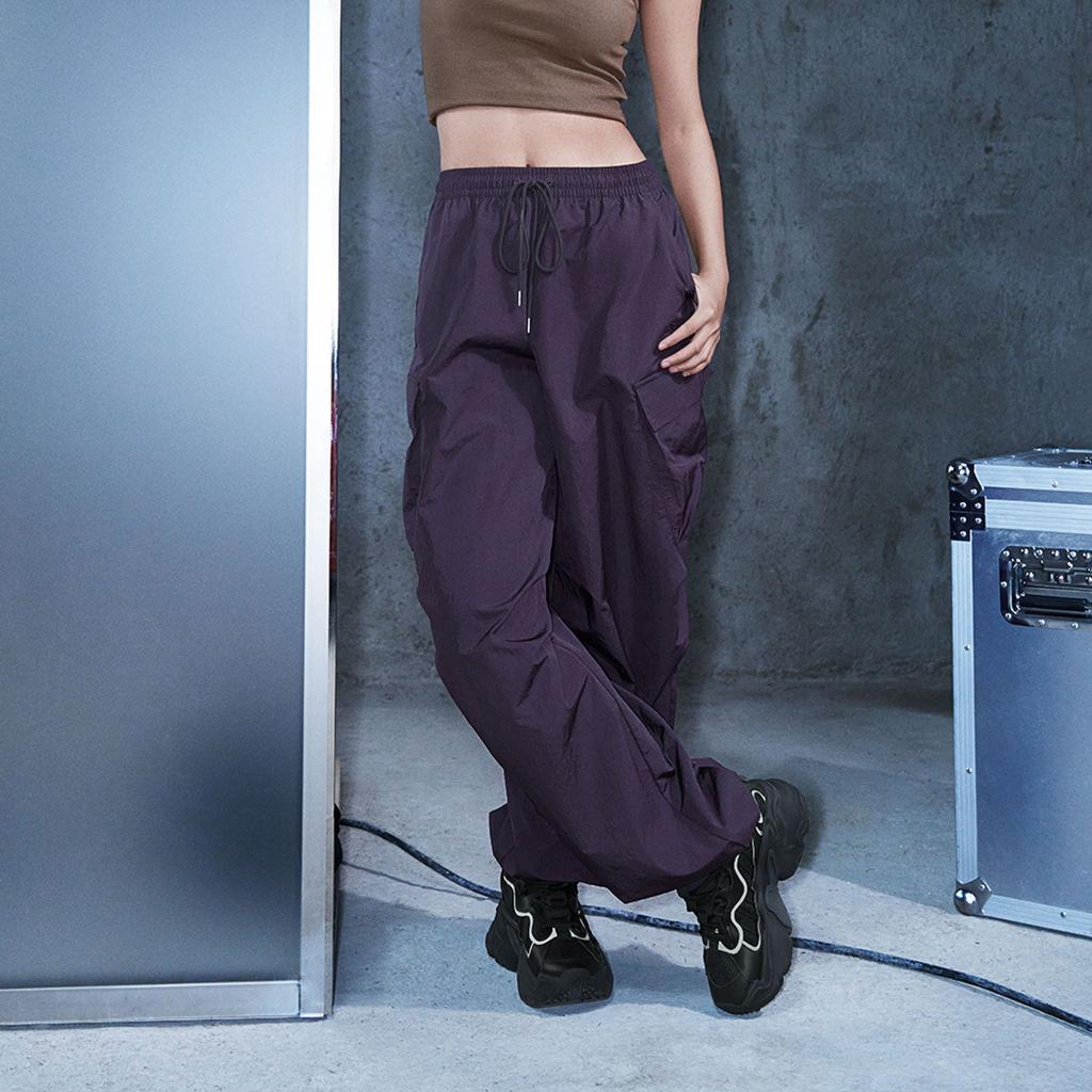 Adidas Originals Lace-Up Mid-Rise Solid Wide-Leg Casual Pants Women Bottoms Black JD1125