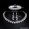 Bröllopstillbehör Tredelat Bröllopsmode Full Diamant Zirkon Vattendroppe Halsband Örhängen Bröllopstillbehör