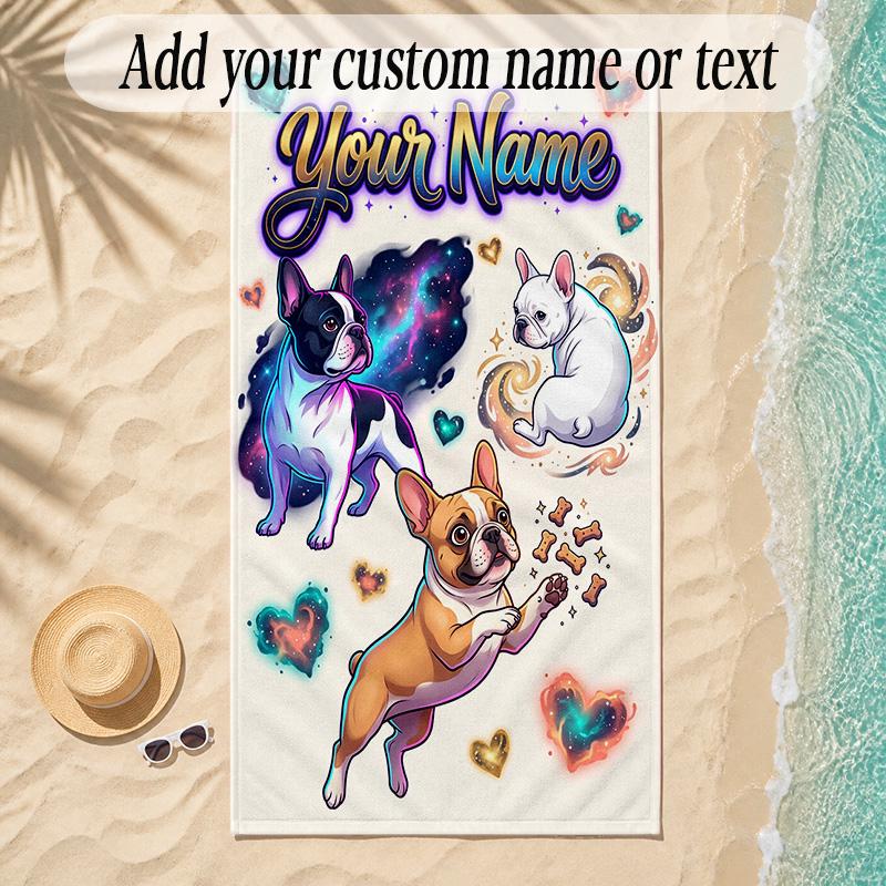 Cosmic Theme Soft Beach Towel Personalized Custom Name Text Towel Portable for Beach Pool Travel