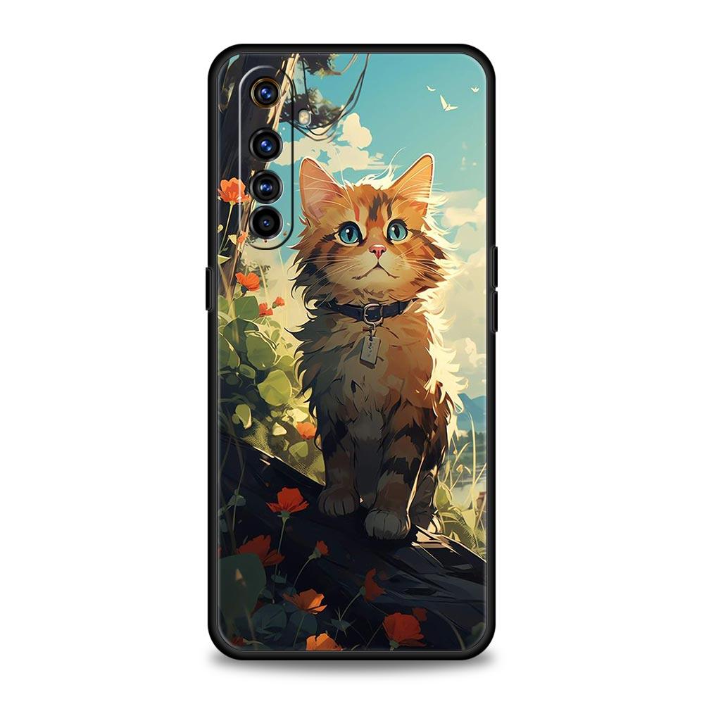 cartoon lovely cat Art fashion Phone Case For Realme 12 11 10 9 8 5G 7 6 GT5 GT3 GT2 Pro C21 C11 C25 C35 GT Neo 2 3 3T 5 Cover