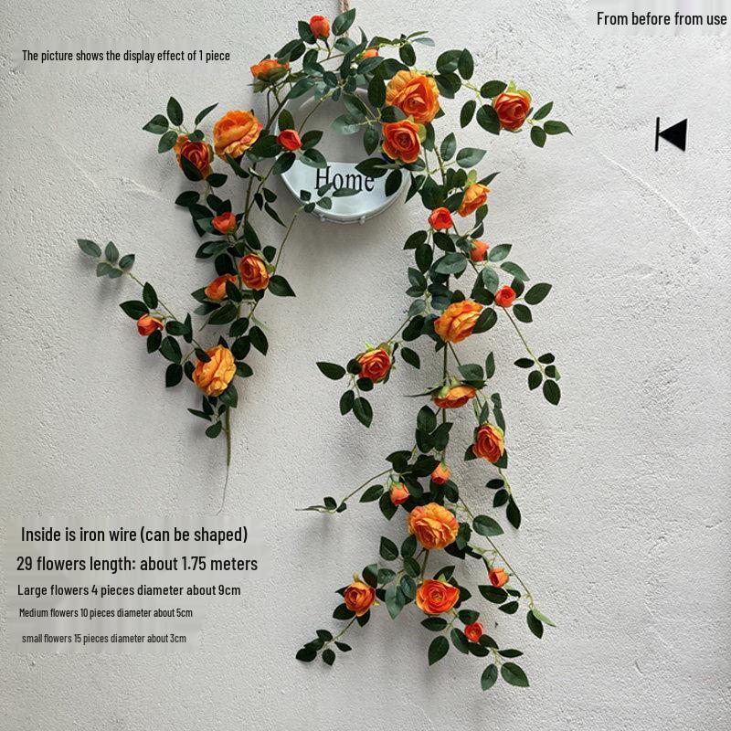 Rose Vine Artificial Flower Decor for Air Conditioner Pipes or Balcony Railings