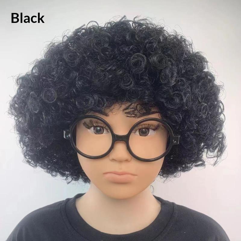 Gift Various Coloured Props Clown Cosplay Football Fans Black Afro Curly Wig Synthetic Wigs Curly Hair Children/Adults Dressing