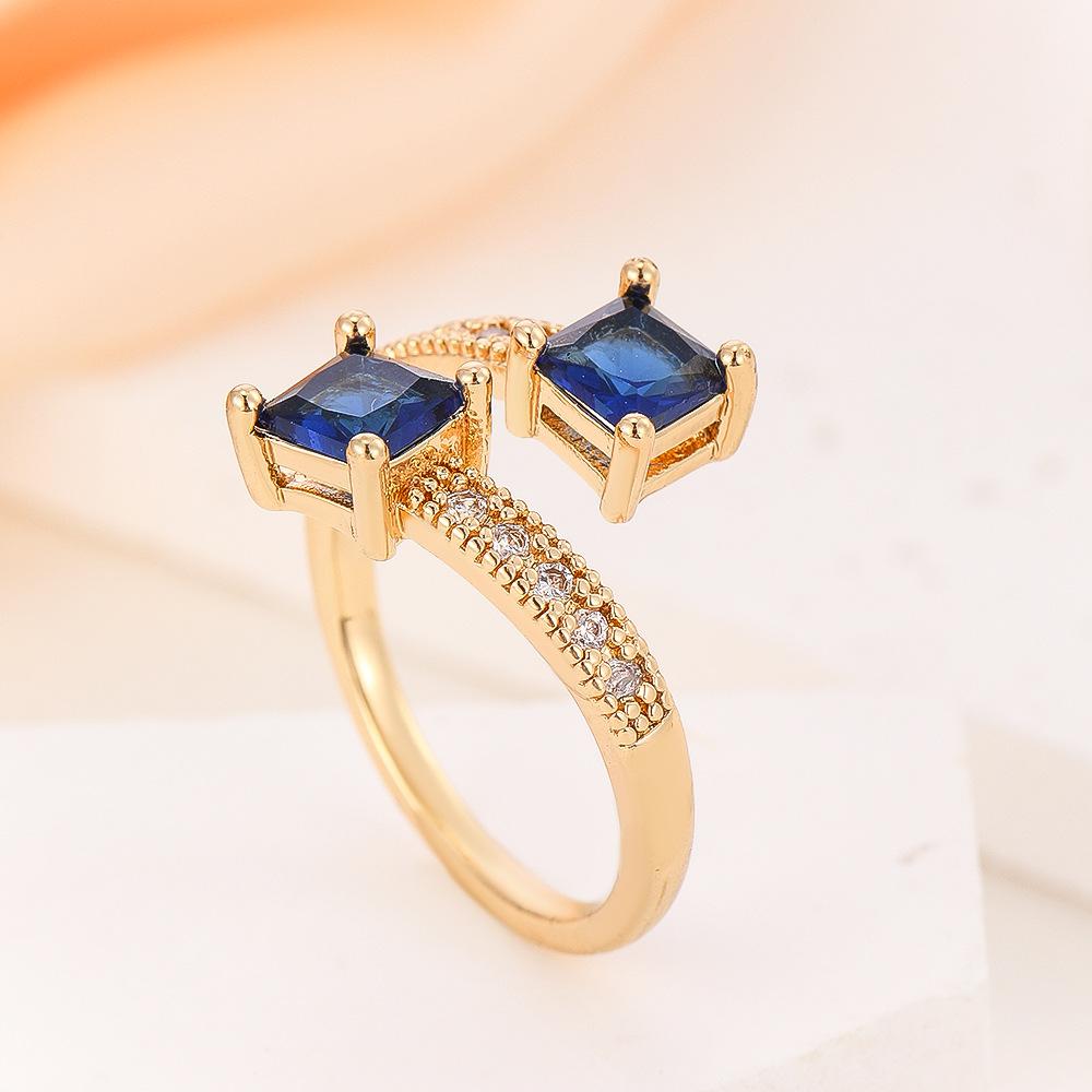 European and American Style Square Ring with Geometric Cross Temperament, Niche Rings for Women