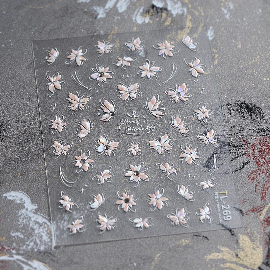 TENSOR Frosted Self-Adhesive Nail Stickers with Rhinestones (TL-269) - Hot Stamping Series