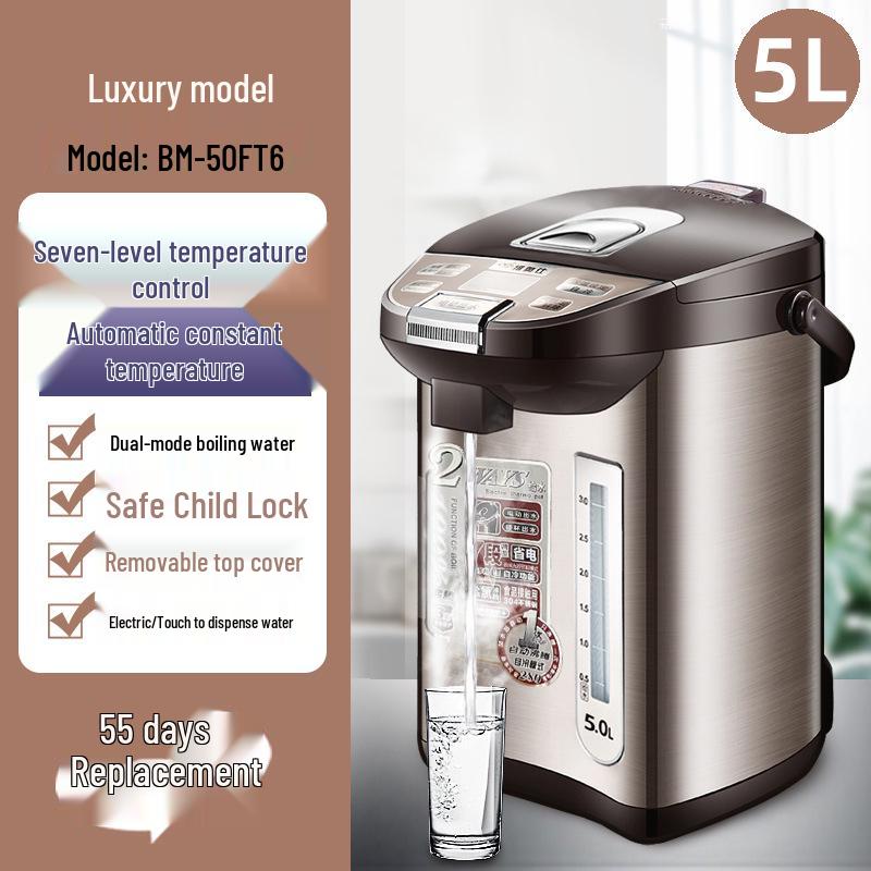 Vios Electric Kettle: 304 Stainless Steel, 4L/5L/6L, Auto-Insulating