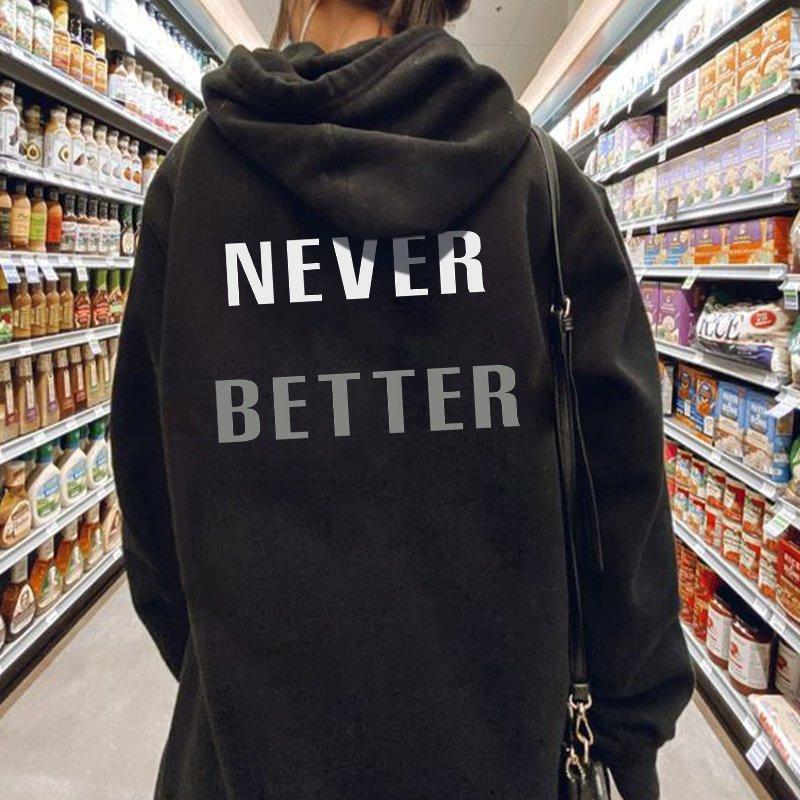 Letterprint Casual Fashion Hooded Women'S Shoulder Sleeve Sweater