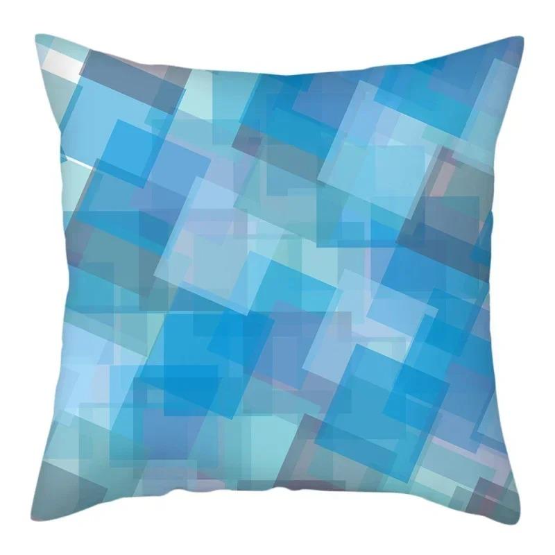 Heimdeko Geometrisches Blaues Muster Digitaldruck Kissenbezüge Muster Kissenbezug Geeignet für Sofa Schlafzimmer Auto Kissenbezug