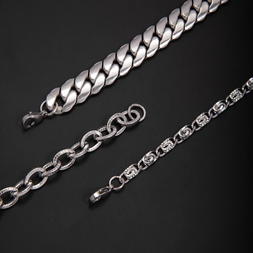 Stainless Steel Cuban Chain Men's Bracelet - Versatile Hip Hop Style