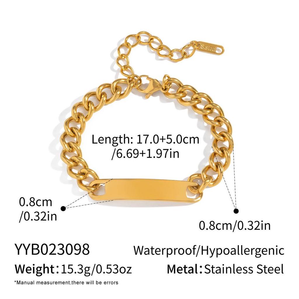 "Doppellagiges kubanisches und flaches Schlangenkettenarmband aus Titanstahl aus 18 Karat Gold für Damen"