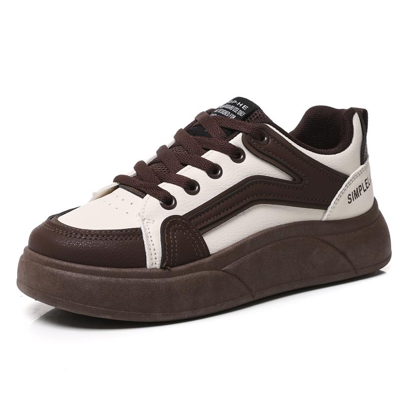 New Chunky Women Sneakers Soft Thick Sole All-Match Leather Casual White Ladies Shoes Trainer Platform Tennis Sport Shoes Girls