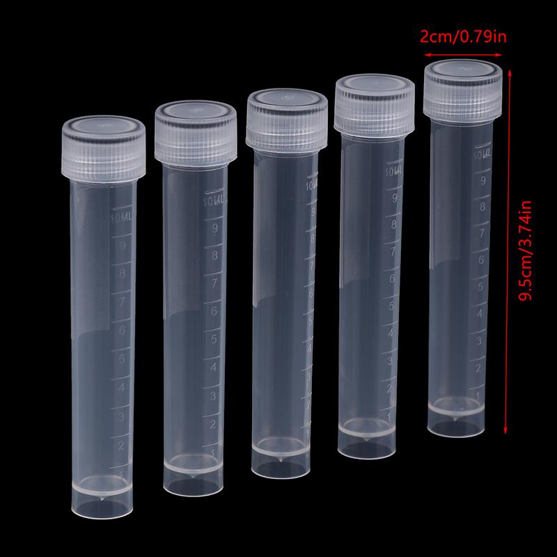 20Pcs 10Ml Plastic Test Tubes Vials Sample Container Powder Craft Screw Cap Bottles