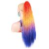 Ponytails Rainbow Ombre Gradient Color Long Curly Ponytail Hair Extension with Claw Instant Styling Hairpiece for Women