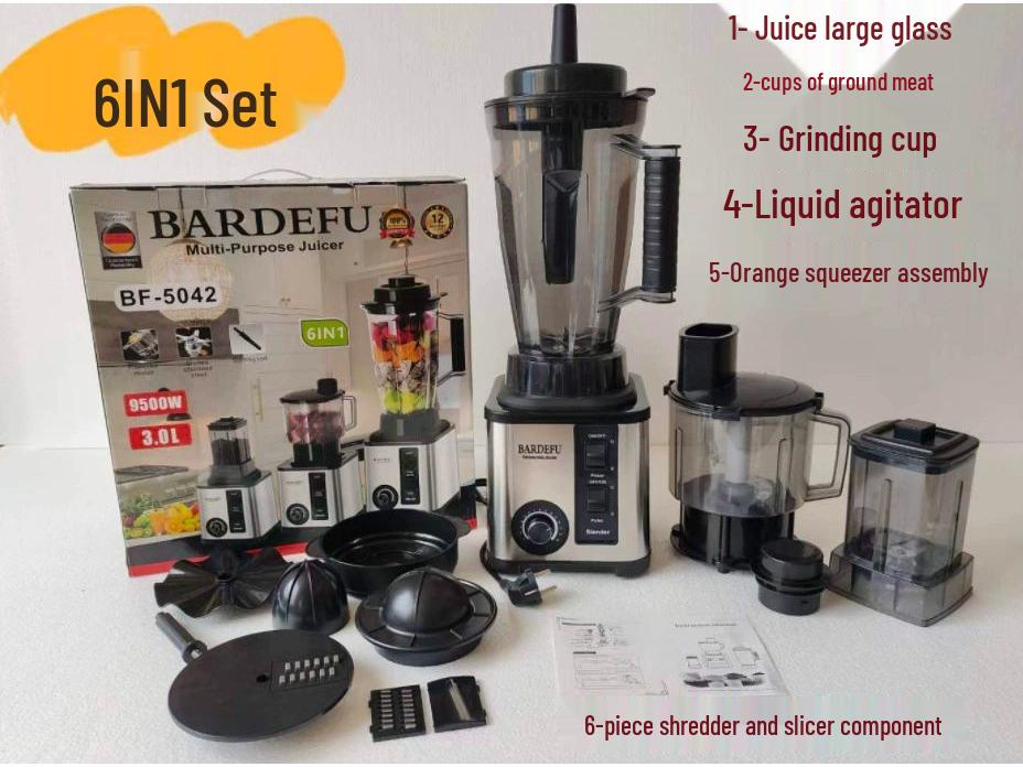 3L 6-in-1 Edelstahl Standmixer & Entsafter: Multifunktionaler Fleischwolf und Mixer