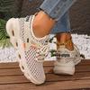 Shoes: Women's 2025 Summer New Casual Sneakers: Fly-Woven Mesh, Breathable, Lightweight, Soft Soles, Versatile Lace-Up Single Shoes