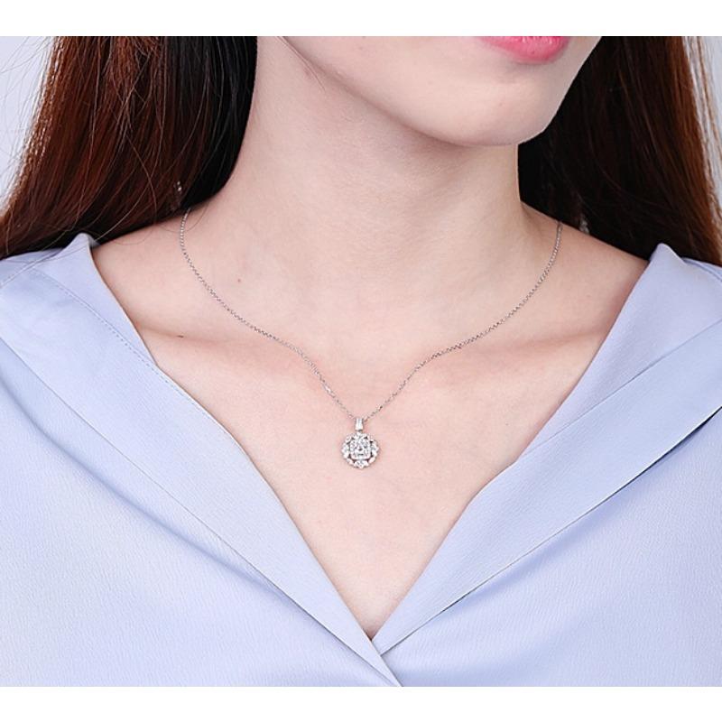 Snowflake Pearl Pendant European and American Super Flash Zircon Temperament Versatile Necklace Short Collarbone Chain