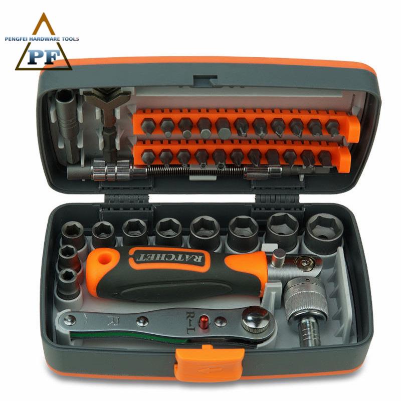 38-Piece Screwdriver & Ratchet Wrench Set - Extra Hard Household Tool Kit with Small Sockets