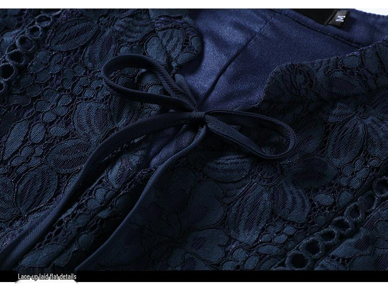 Brand Plus Size Women's Spring 2025 Lace Patchwork Dress for Middle-Aged European and American Styles.