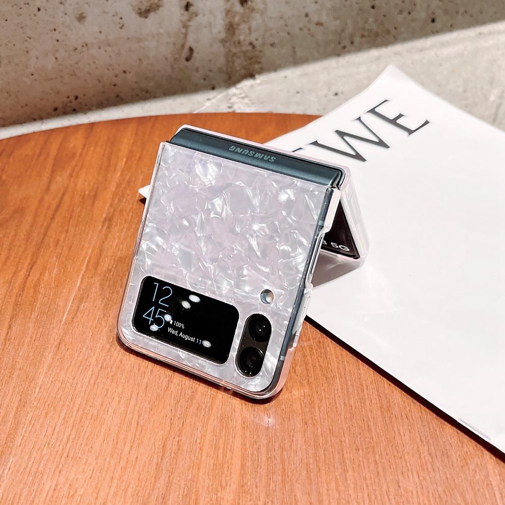 KEYSION Custodia di lusso con motivo a conchiglia lucida a diamante per Samsung Z Flip 6 5 4 3 5G Custodia antiurto per telefono per Galaxy Z Flod 3 4 5 6