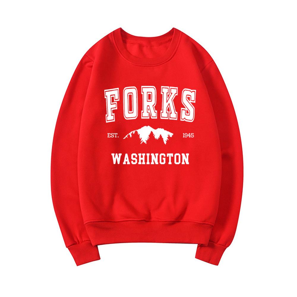 Twilight Unisex Crewneck Sweatshirt Forks Washington Hoodie Team Edward Sweatshirts Women Long Sleeve Harajuku Graphic Hoodies S