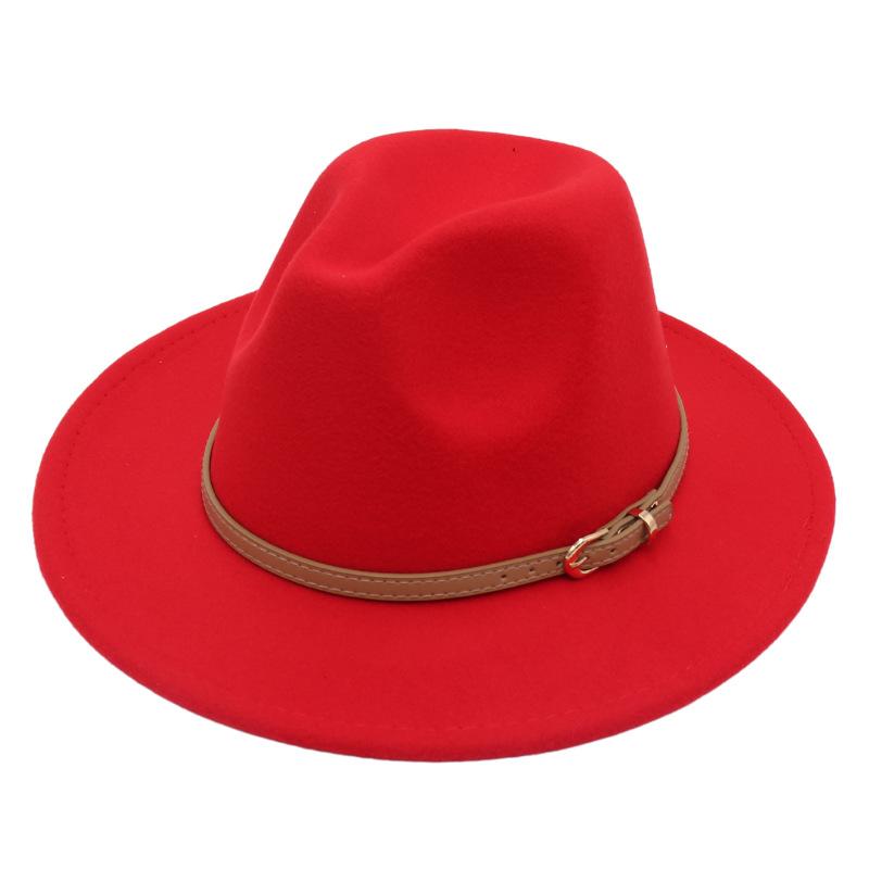 Fedora Spring And Summer Small Belt Felt Hat Percussion Performance Jazz Hat Woolen Top Hat Big Eaves Hat