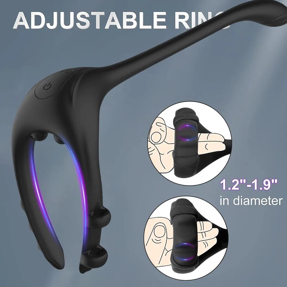 Justerbar APP Bluetooth Control Cock Ring Sexy leker for menn Oppvarming av prostata massasjeapparat Forsinket utløsning Penisringer Vibratorer
