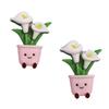 2Pcs Cartoon Potted Plants Fridge Magnet Resin 3D Potted Cactus Aloe Lily Tulip Flower Refrigerator Magnet Kitchen Home Office Decoration