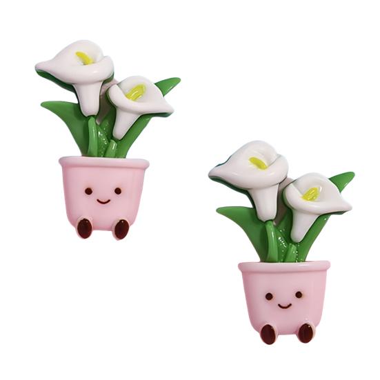 

2Pcs Cartoon Potted Plants Fridge Magnet Resin 3D Potted Cactus Aloe Lily Tulip Flower Refrigerator Magnet Kitchen Home Office Decoration C