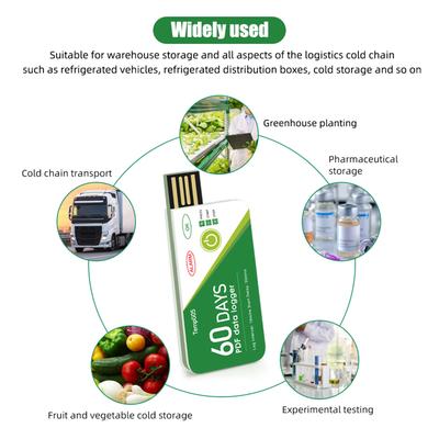 USB Temperature Data Logger Thermometers ABS Single Use Disposable for Cold Chain Transport & Storage 60 Days Recording