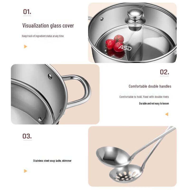 ASD 304 Stainless Steel Yuan-yang Hot Pot