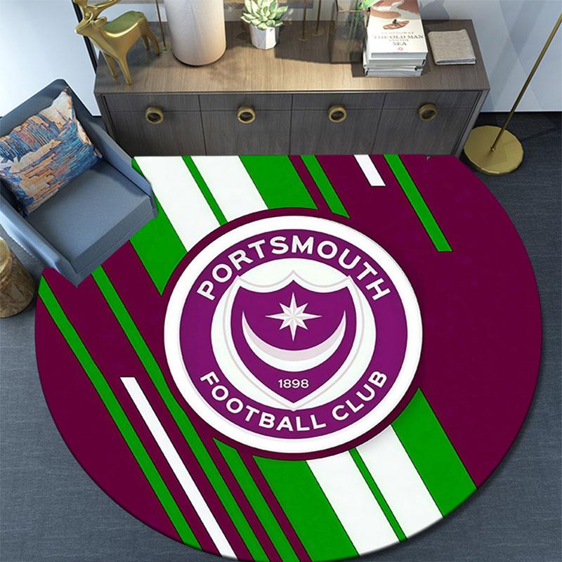Portsmouth F.C,Round Area Rug,Carpet Rug for Living Room Bedroom Sofa Playroom Decor,Non-slip Floor Mat