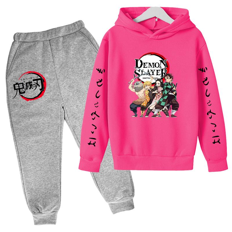 

Худи и штаны Demon Slayer Комплект из двух предметов 4-14 лет Детский костюм Мальчики Длинный рукав Штаны Детская одежда Зимняя и осенняя одежда 160cm белый