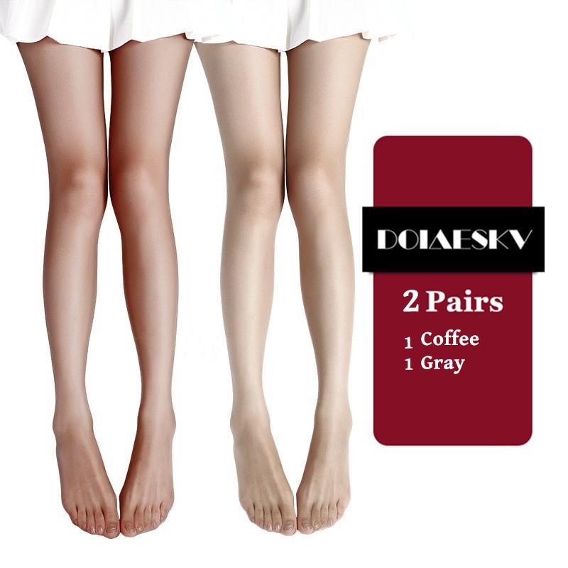 

2Pairs 0D Sexy Breathable Tights Open Crotch Transparent Women Pantyhose Ultra-Thin Nylon Tights Stretchy Stockings Female One Size