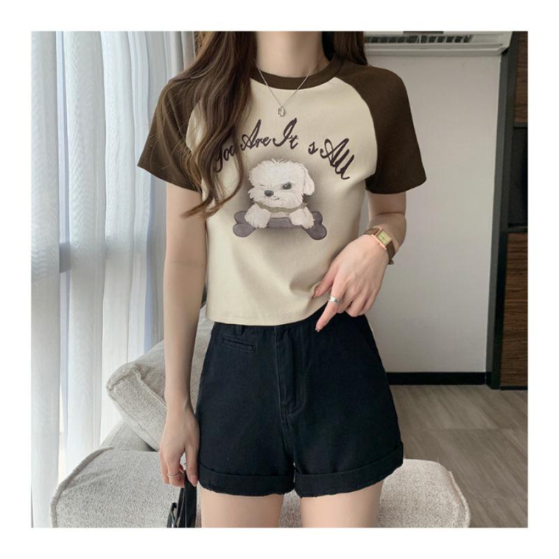 

Женская футболка с короткими рукавами во французском стиле Chic - утягивающий дизайн для лета Small