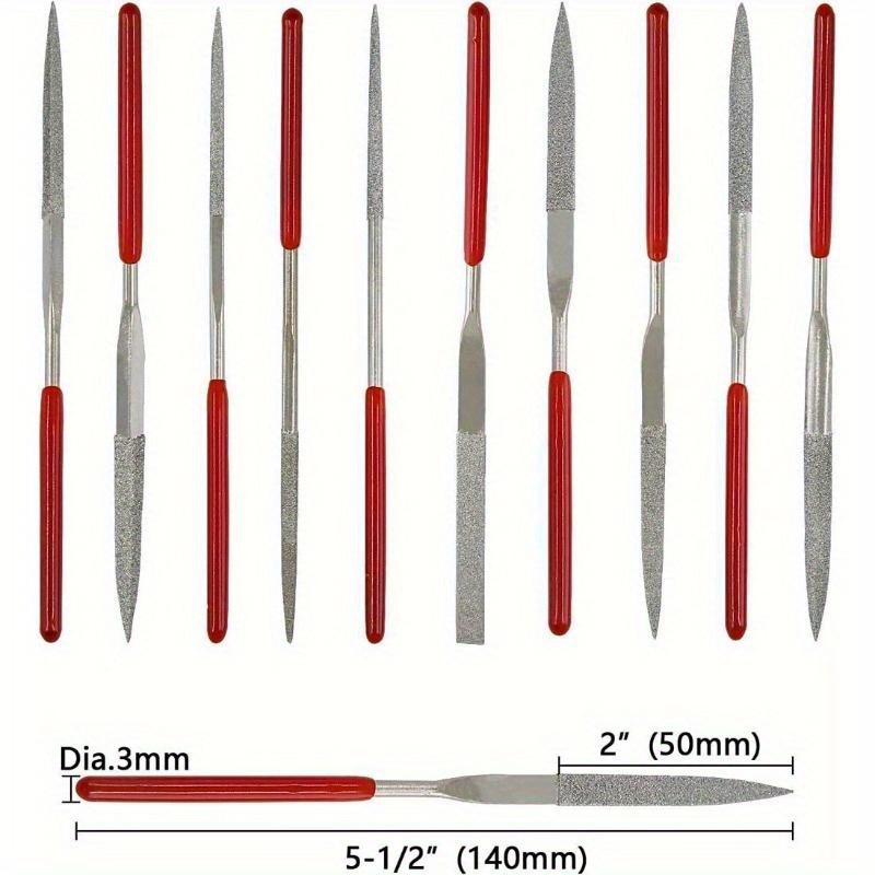 10 stk diamant nålfilsett 3x140 mm mini nålfilsett for steinglass metallutskjæring håndverk håndverktøy nålfilsett