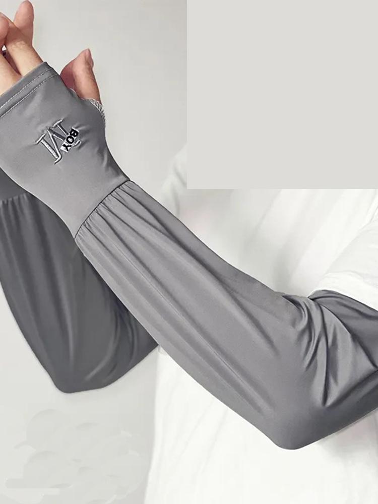 1 Pair of Embroidered Sun Protection Ice Sleeves for Summer, Men s Sun Protection Ice Sleeves for Outdoor Cycling and Driving, Anti-Uv Loos